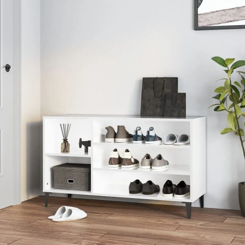 vidaXL skoreol 102x36x60 cm hvid højglans