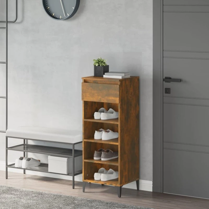 vidaXL skoreol 40x36x105 cm konstrueret træ, røget eg
