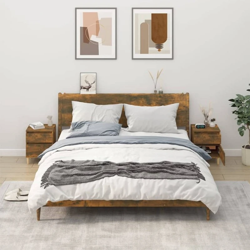 vidaXL sengeborde 2 stk. 40x35x50 cm – Røget egetræsfarve