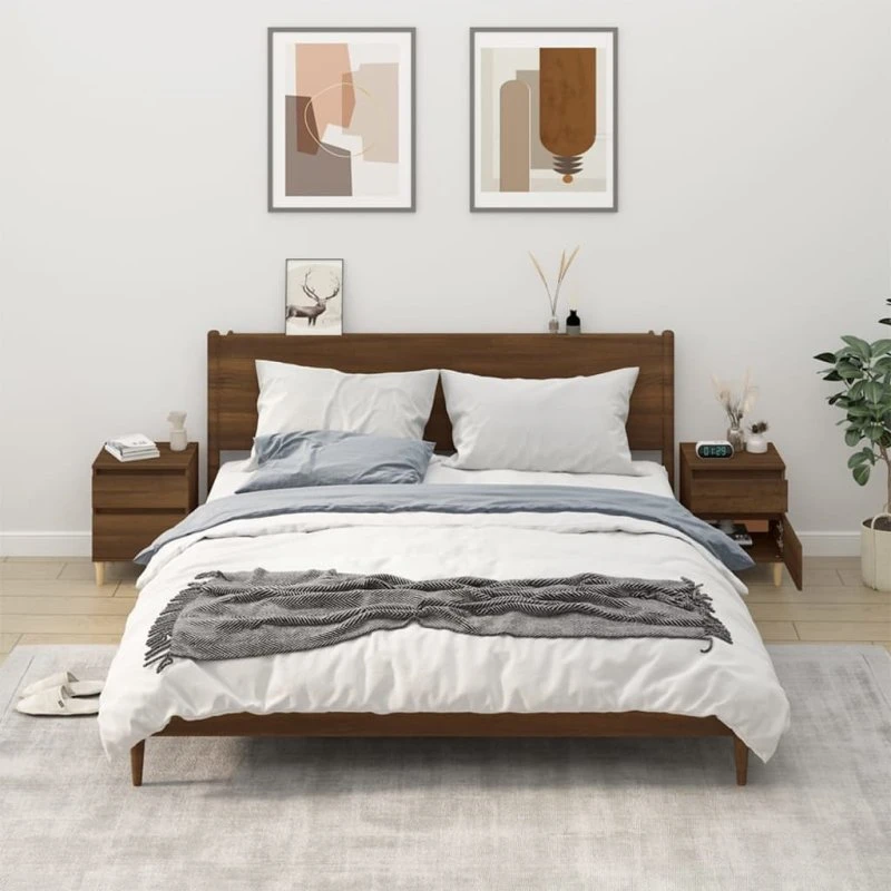 vidaXL sengeborde 2 stk. 40x35x50 cm, brun egetræsfarve
