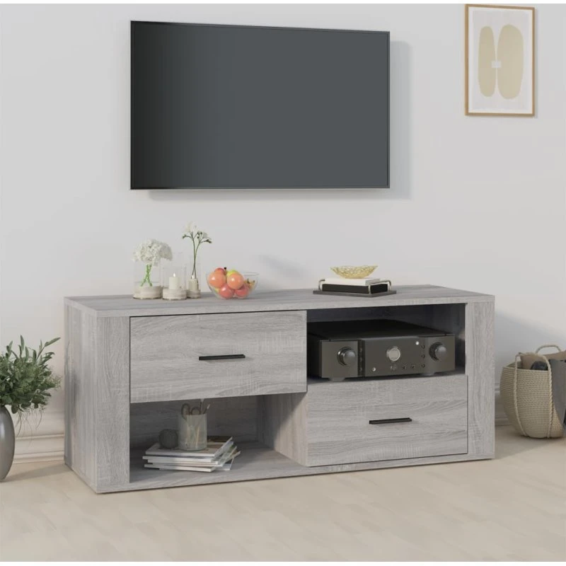 vidaXL TV-bord 100x35x40 cm konstrueret træ, grå Sonoma-eg