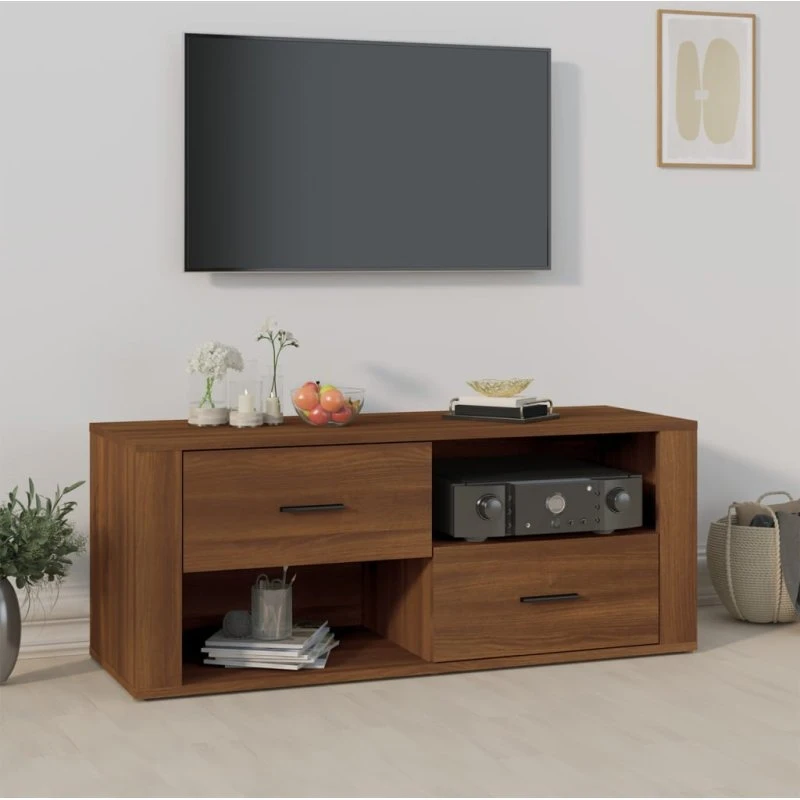 vidaXL TV-bord 100x35x40 cm konstrueret træ brun egetræsfarve