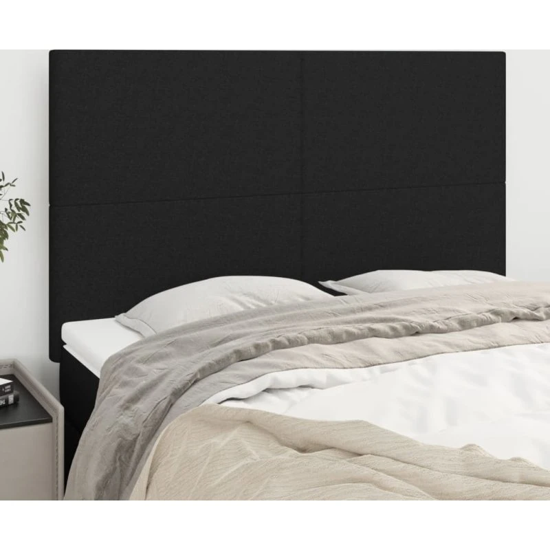 vidaXL sengegavl stof sort 144x5x118/128 cm