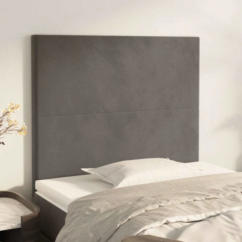 vidaXL sengegavl i fløjl mørkegrå 80x5x118/128 cm