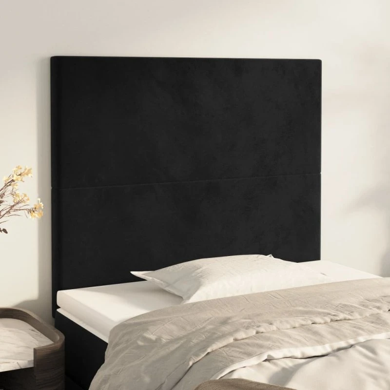vidaXL sengegavl sort fløjl 80x5x118/128 cm