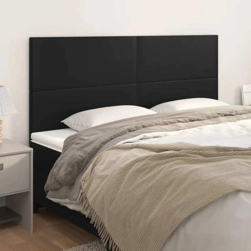vidaXL sengegavl kunstlæder sort 200x5x118/128 cm