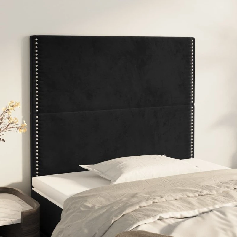vidaXL sengegavl fløjl sort 80x5x118/128 cm