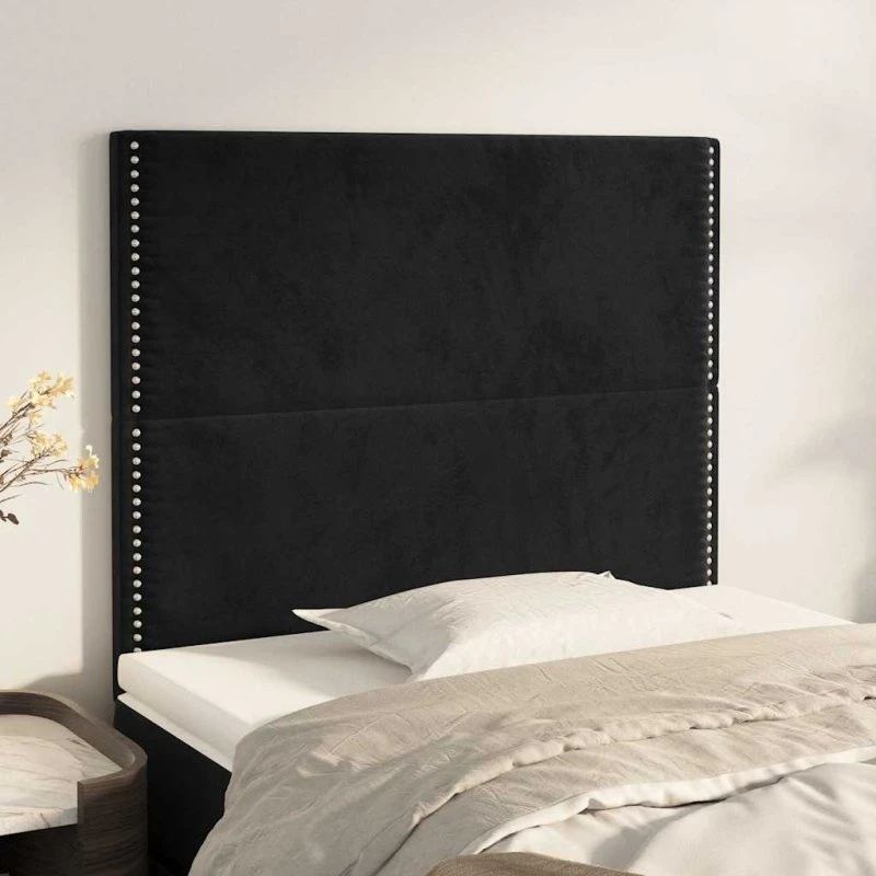 vidaXL sengegavl sort fløjl 100x5x118/128 cm