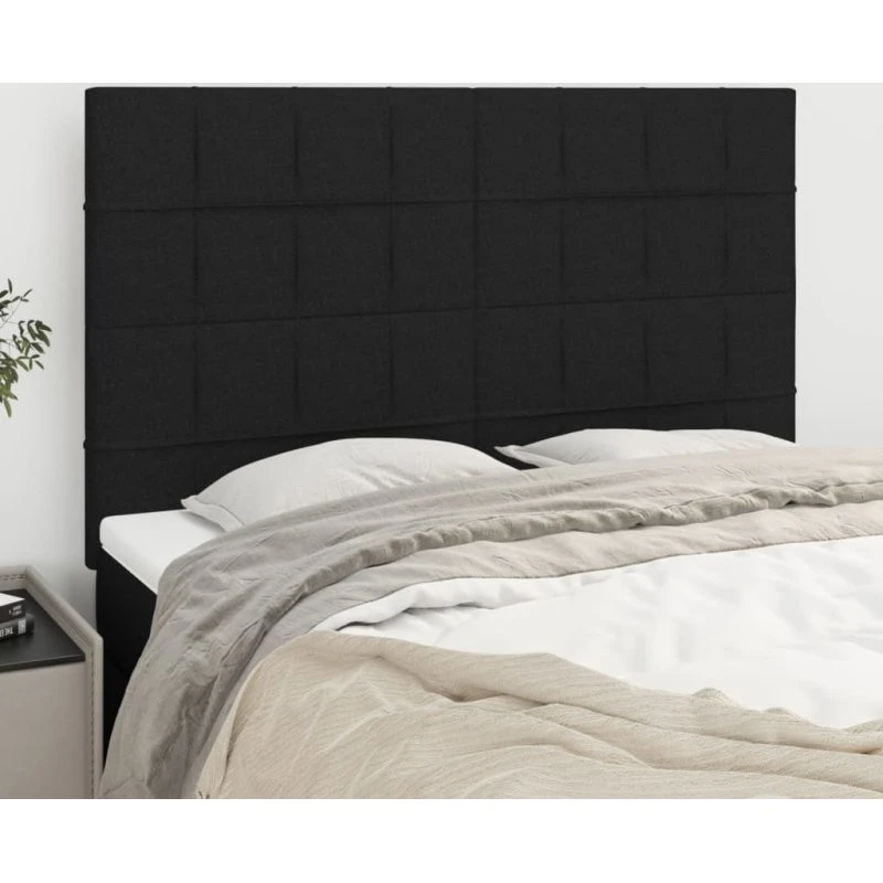 vidaXL sengegavl stof sort 144x5x118–128 cm