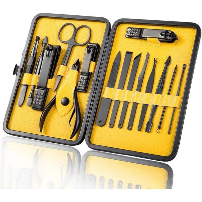 UNIQ Grooming Sæt Til Negle, 15 dele – Sort