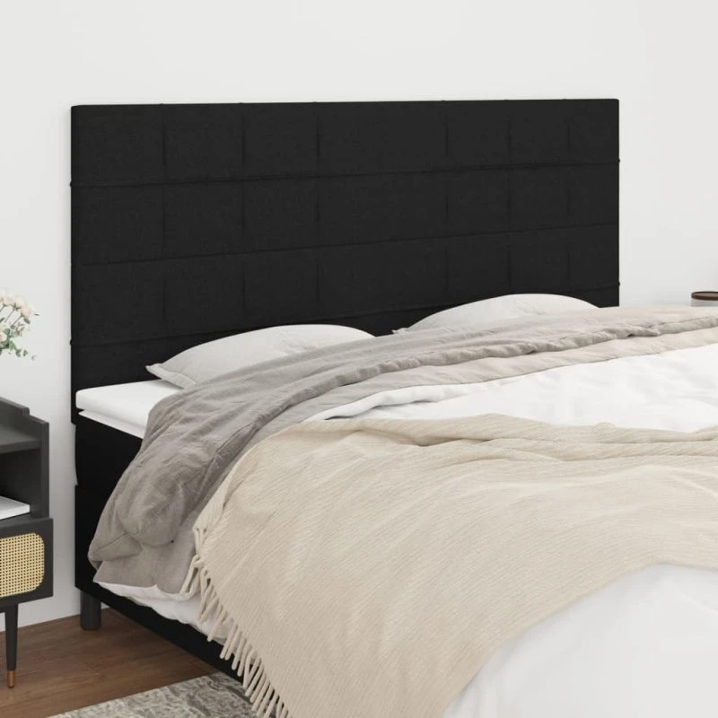 vidaXL sengegavl stof sort 160x5x118/128 cm