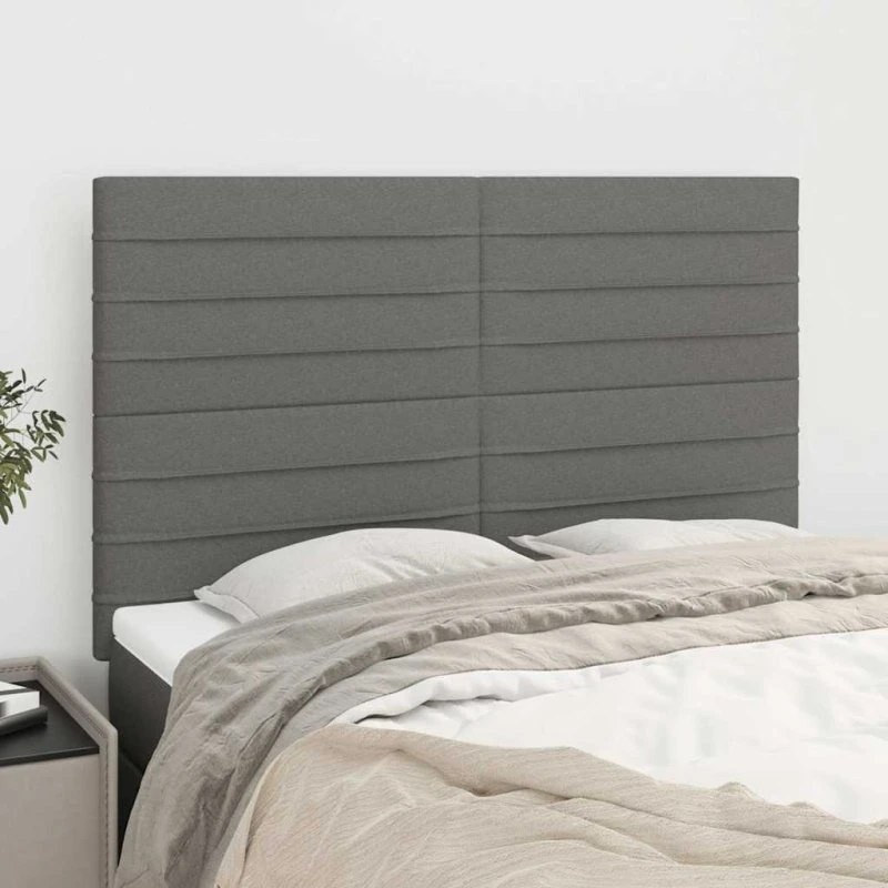vidaXL sengegavl stof mørkegrå 144x5x118/128 cm