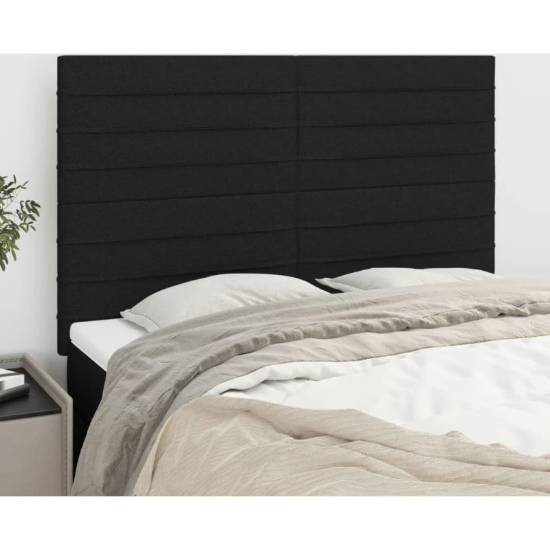 vidaXL Sengegavl stof sort 144x5x118/128 cm