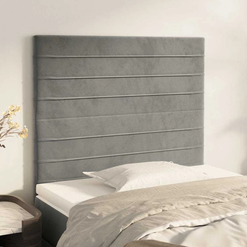 vidaXL sengegavl fløjl lysegrå 80x5x118/128 cm