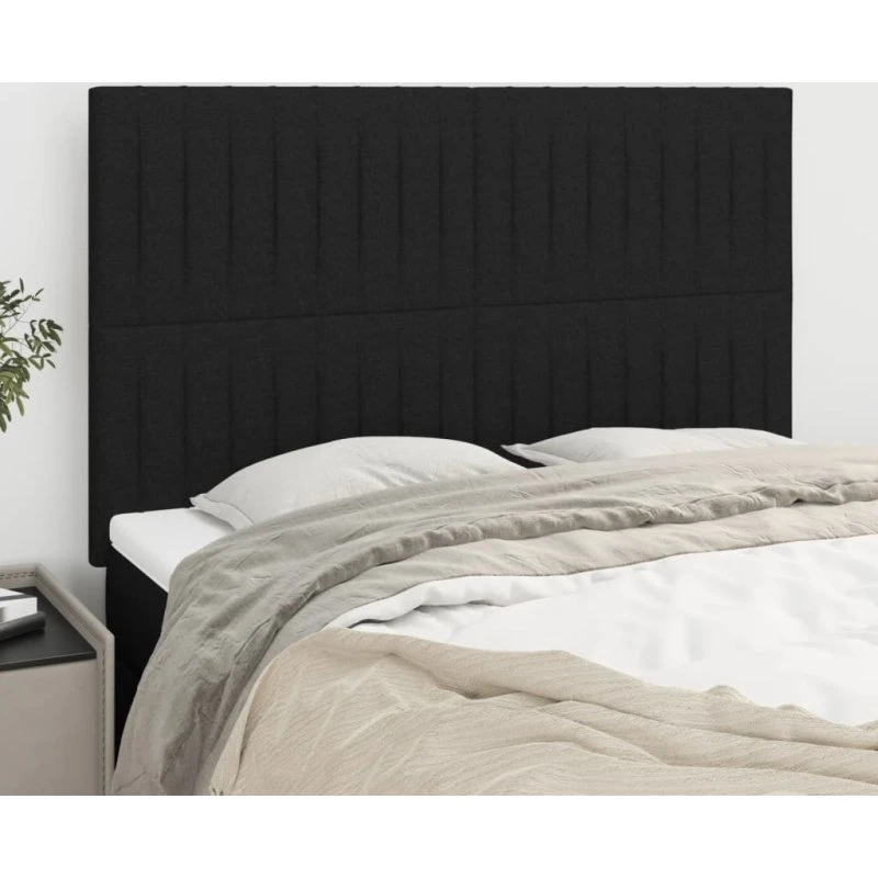vidaXL Sengegavl stof sort 144x5x118/128 cm