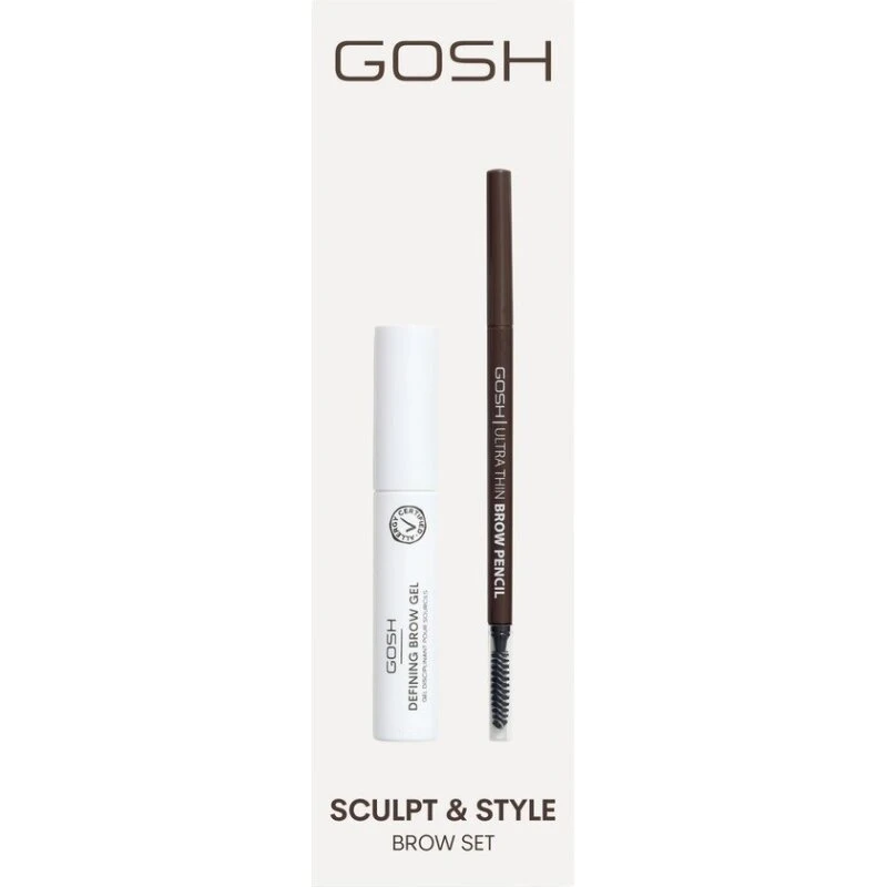 GOSH Sculpt & Style Brow Set – Defining Gel (Clear) & Ultra Thin Pen (Grey Brown)