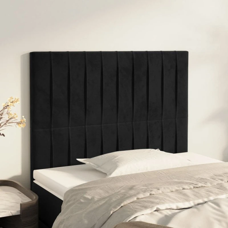 vidaXL sengegavl i sort fløjl 80x5x118/128 cm
