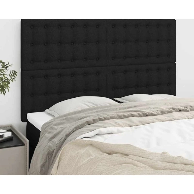 vidaXL sengegavl stof sort 144x5x118/128 cm