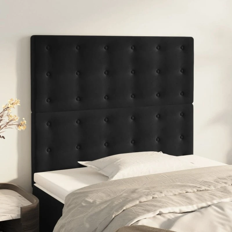 vidaXL sengegavl i sort fløjl 80x5x118/128 cm
