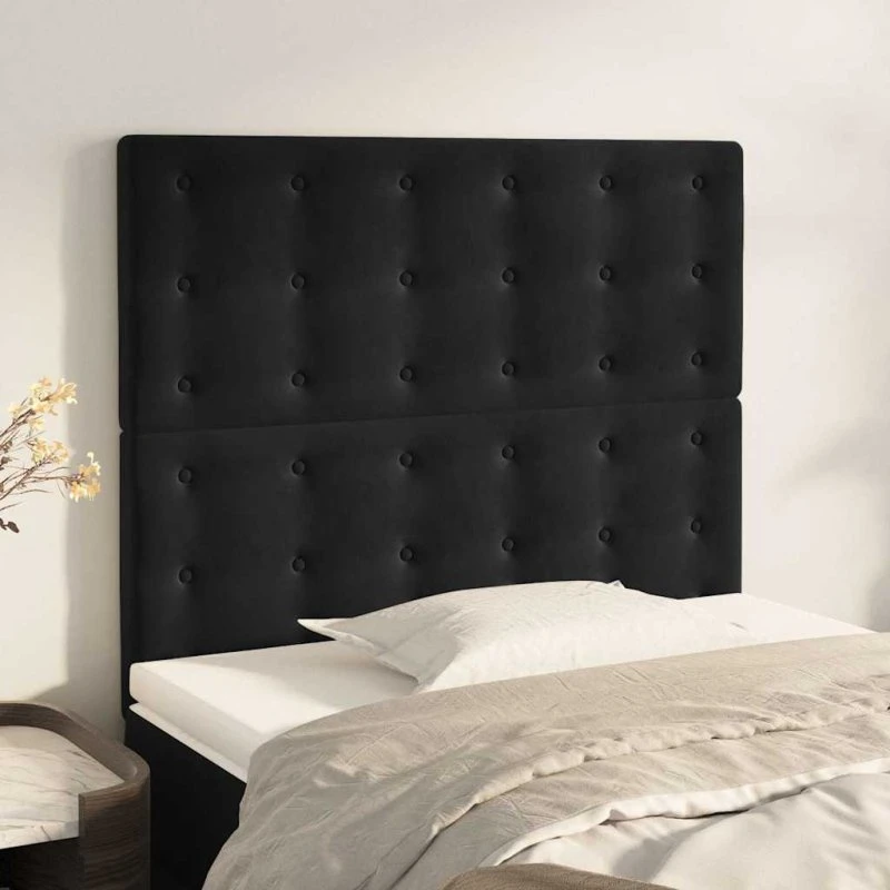 vidaXL sengegavl fløjl sort 100x5x118–128 cm