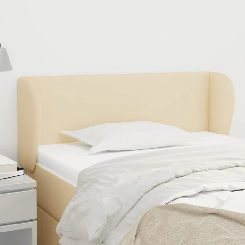vidaXL sengegavl med kanter stof creme 83x23x78/88 cm
