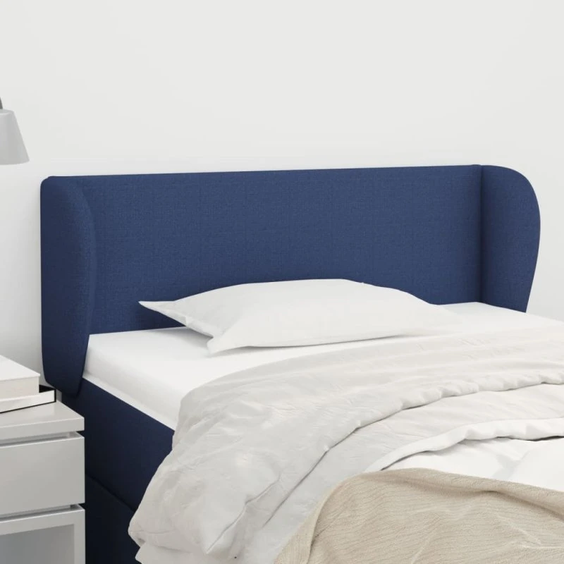 vidaXL sengegavl med kanter 103x23x78/88 cm stof blå
