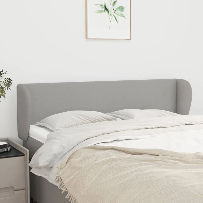 vidaXL sengegavl med kanter 147x23x78/88 cm - lysegrå stof