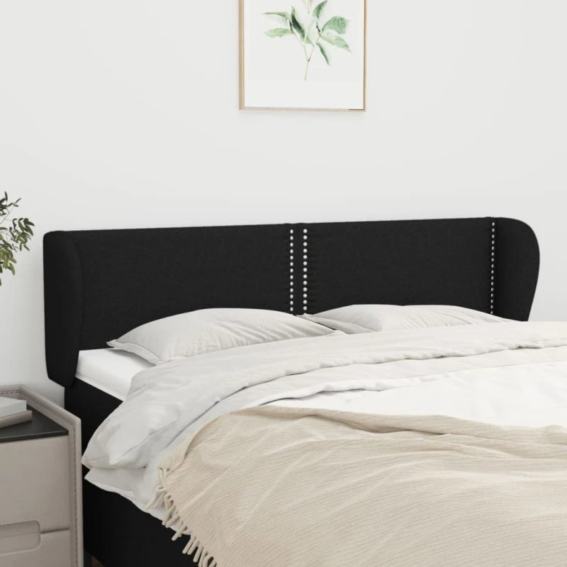 vidaXL sengegavl med kanter 147x23x78/88 cm stof sort