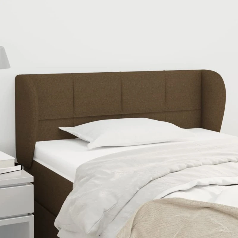 vidaXL sengegavl med kanter 103x23x78/88 cm stof mørkebrun