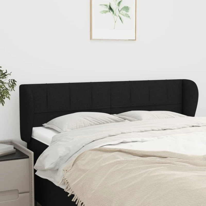 vidaXL sengegavl med kanter 147x23x78/88 cm sort stof