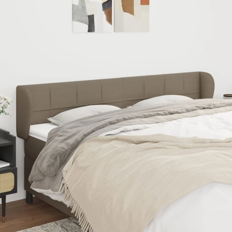 vidaXL Sengegavl med kanter 203x23x78/88 cm stof gråbrun