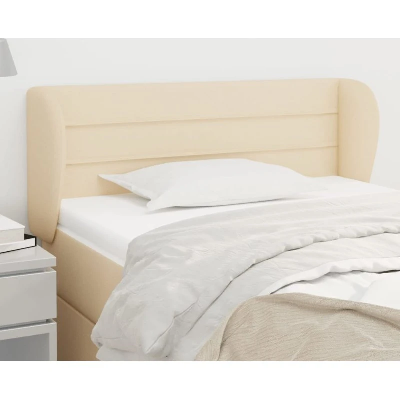 vidaXL sengegavl med kanter 83x23x78/88 cm stof creme