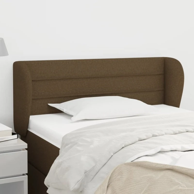 vidaXL Sengegavl med kanter 103x23x78/88 cm stof mørkebrun