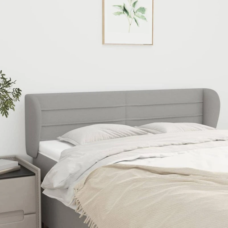 vidaXL sengegavl med kanter 147x23x78/88 cm stof lysegrå