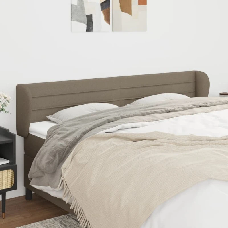vidaXL sengegavl med kanter 163x23x78/88 cm stof gråbrun