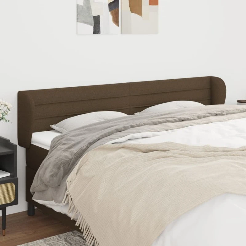 vidaXL sengegavl med kanter 183x23x78/88 cm mørkebrun stof