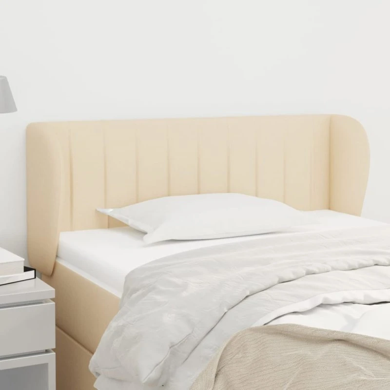 vidaXL sengegavl med kanter 103x23x78/88 cm stof creme