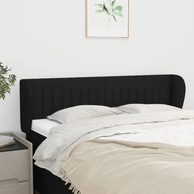 vidaXL sengegavl med kanter 147x23x78/88 cm stof sort
