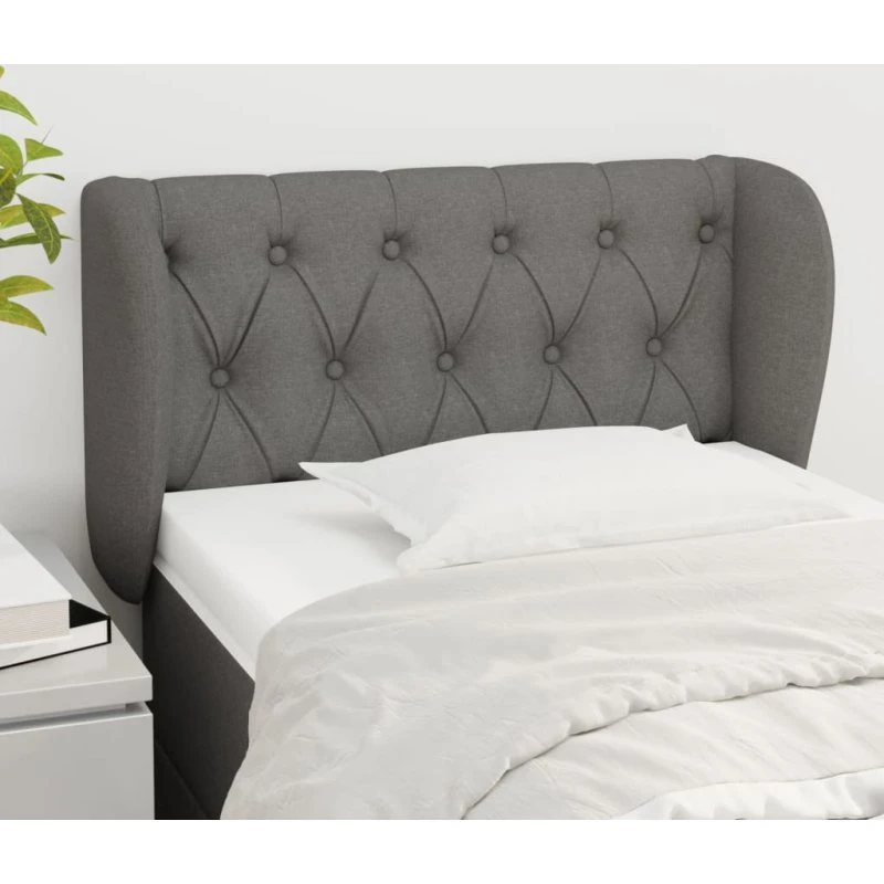 vidaXL sengegavl med kanter 83x23x78/88 cm stof mørkegrå
