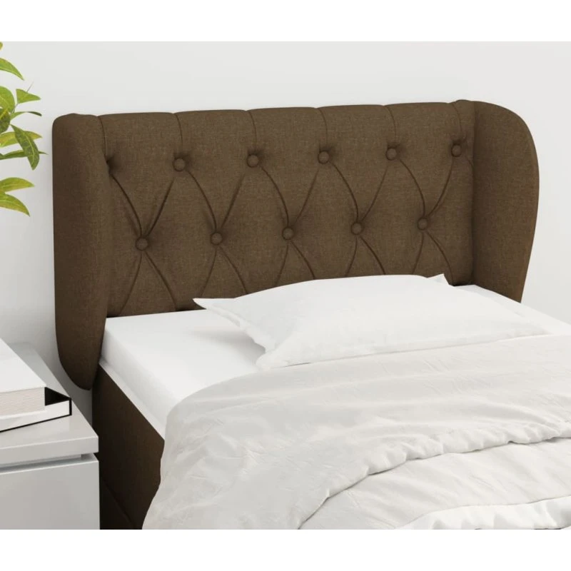vidaXL sengegavl med kanter 83x23x78/88 cm stof mørkebrun