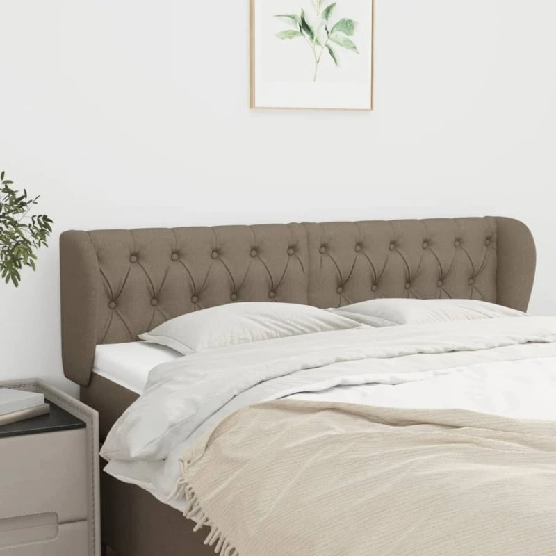 vidaXL sengegavl med kanter 163x23x78/88 cm stof gråbrun