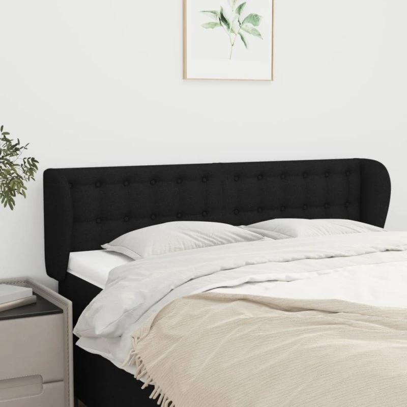 vidaXL sengegavl med kanter 147x23x78/88 cm stof sort