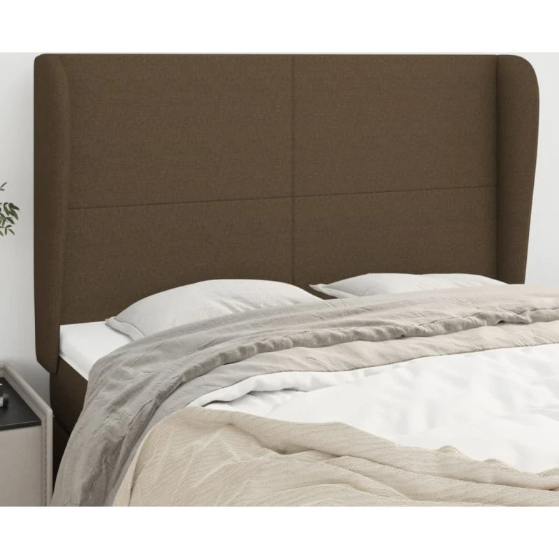 vidaXL sengegavl med kanter 147x23x118/128 cm mørkebrun