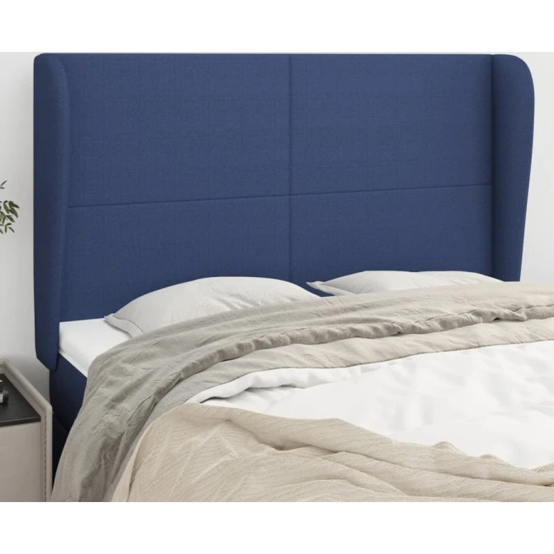 vidaXL sengegavl med kanter 147x23x118/128 cm blå