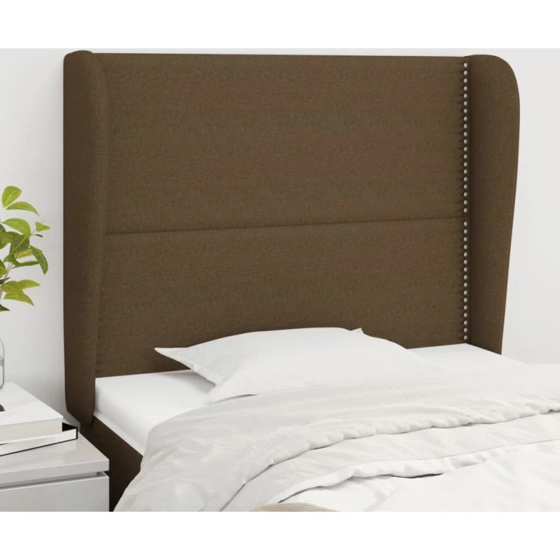 vidaXL sengegavl med kanter 93x23x118/128 cm mørkebrun
