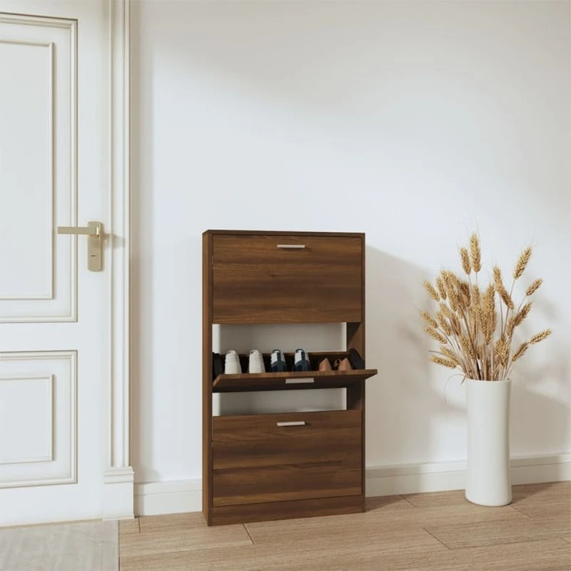 vidaXL skoreol 59x17x108 cm konstrueret træ, egetræsfarve