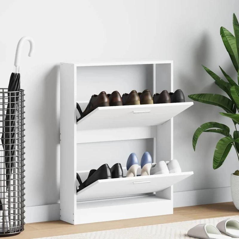 vidaXL skoskab hvid 59x17x81 cm konstrueret træ