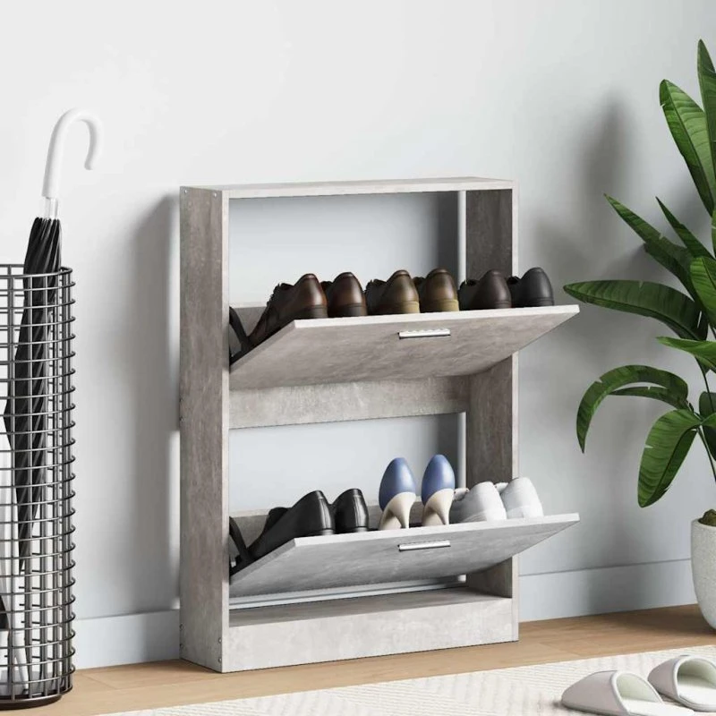 vidaXL skoskab 59x17x81 cm konstrueret træ, betongrå