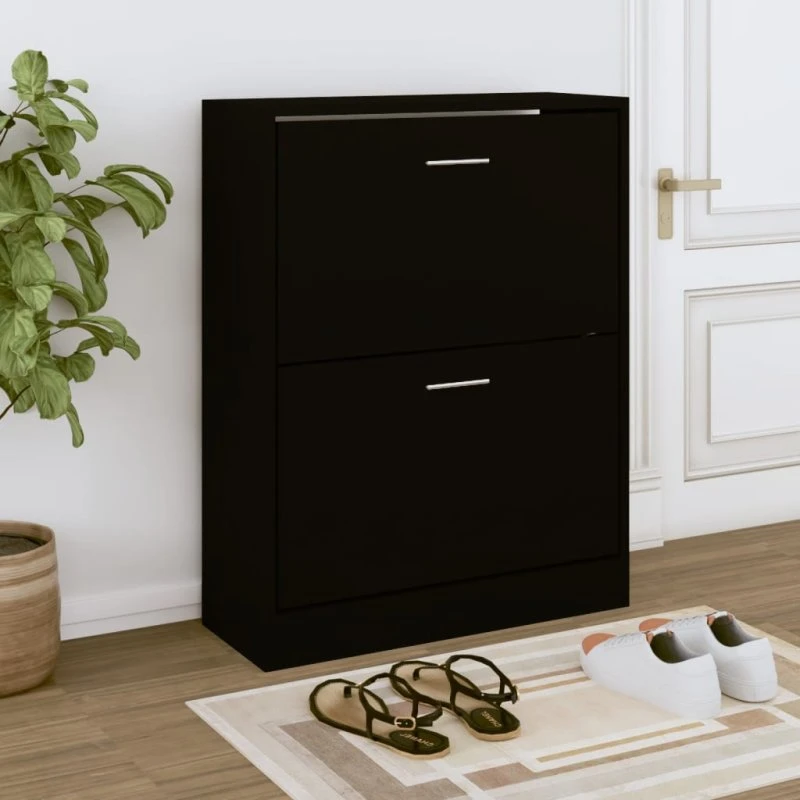 vidaXL skoskab 63x24x81 cm konstrueret træ sort
