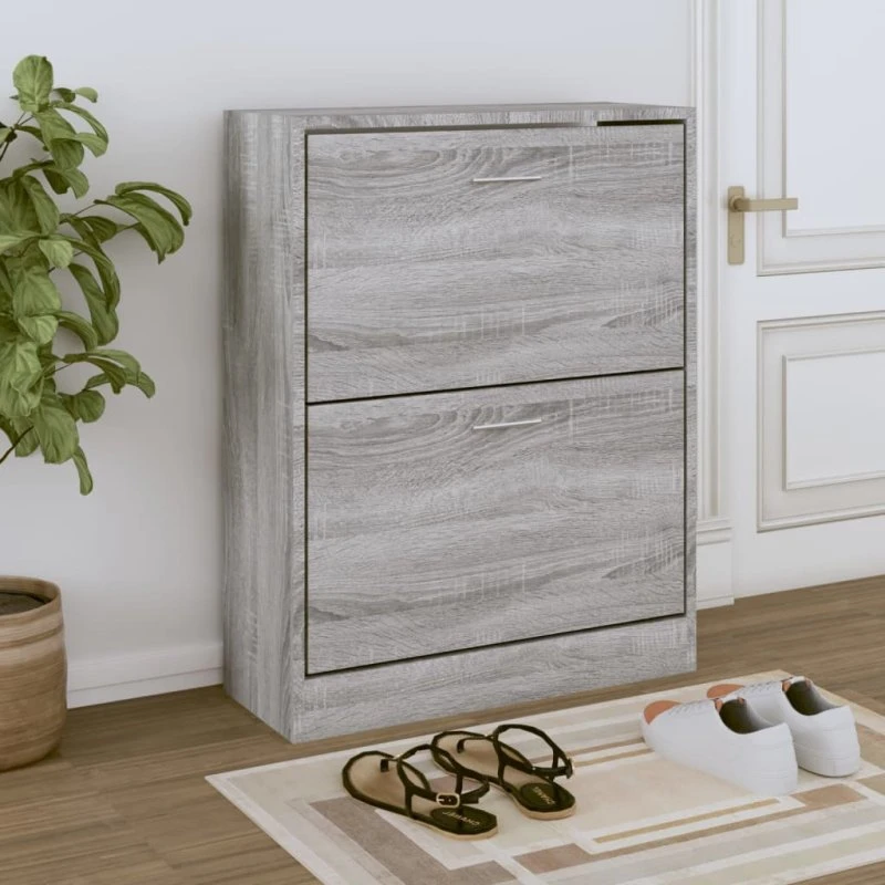 vidaXL Skoskab 63x24x81 cm grå Sonoma-eg
